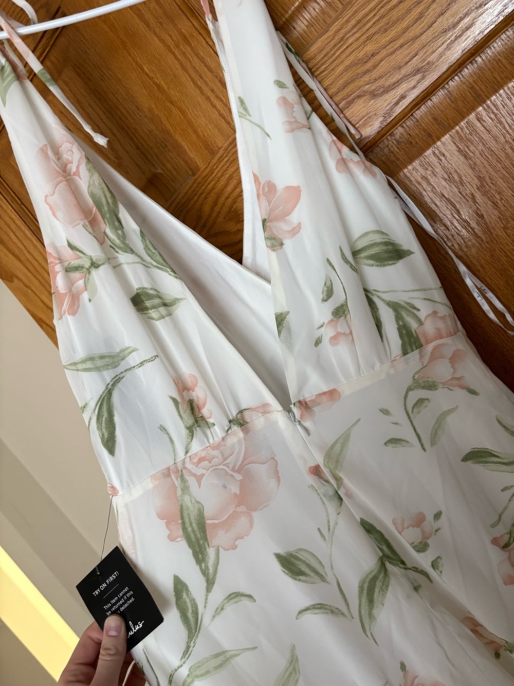 Lulu's Cream Maxi Dress with Pink Floral Print - Picture 2 of 4